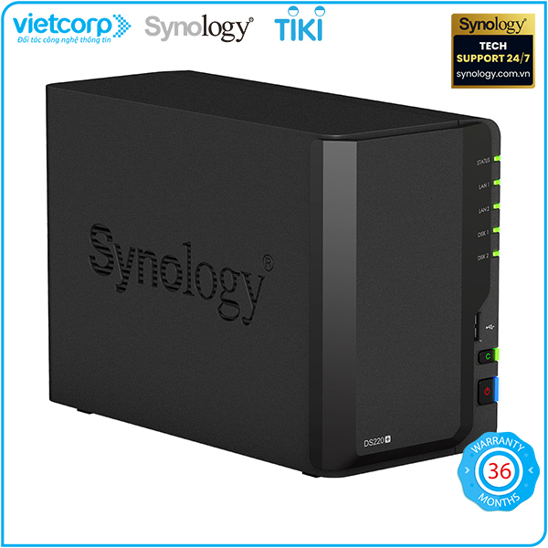 Thiết bị lưu trữ NAS Synology DS220+ (Đen) - Hàng Chính Hãng