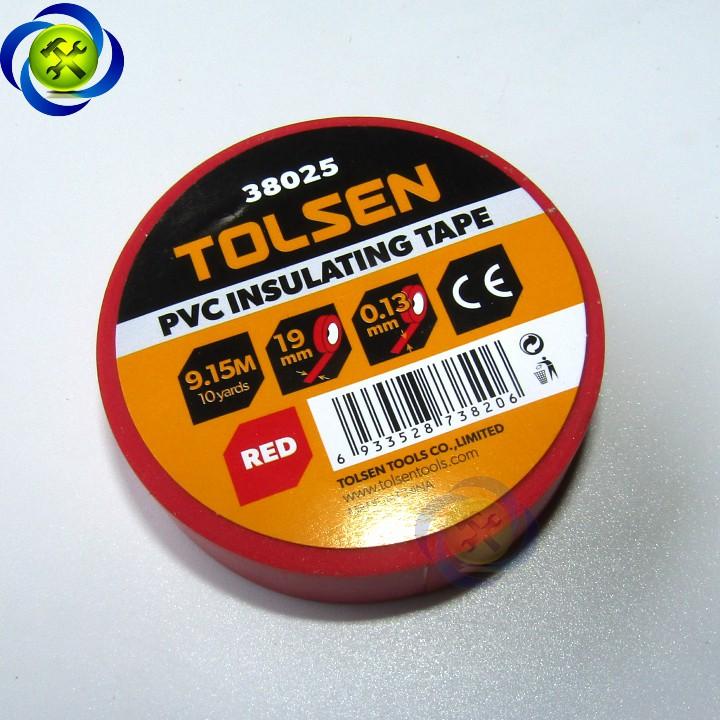 Băng keo điện đỏ Tolsen 38025 dài 9.15M dày 0.13mm bảng 19mm