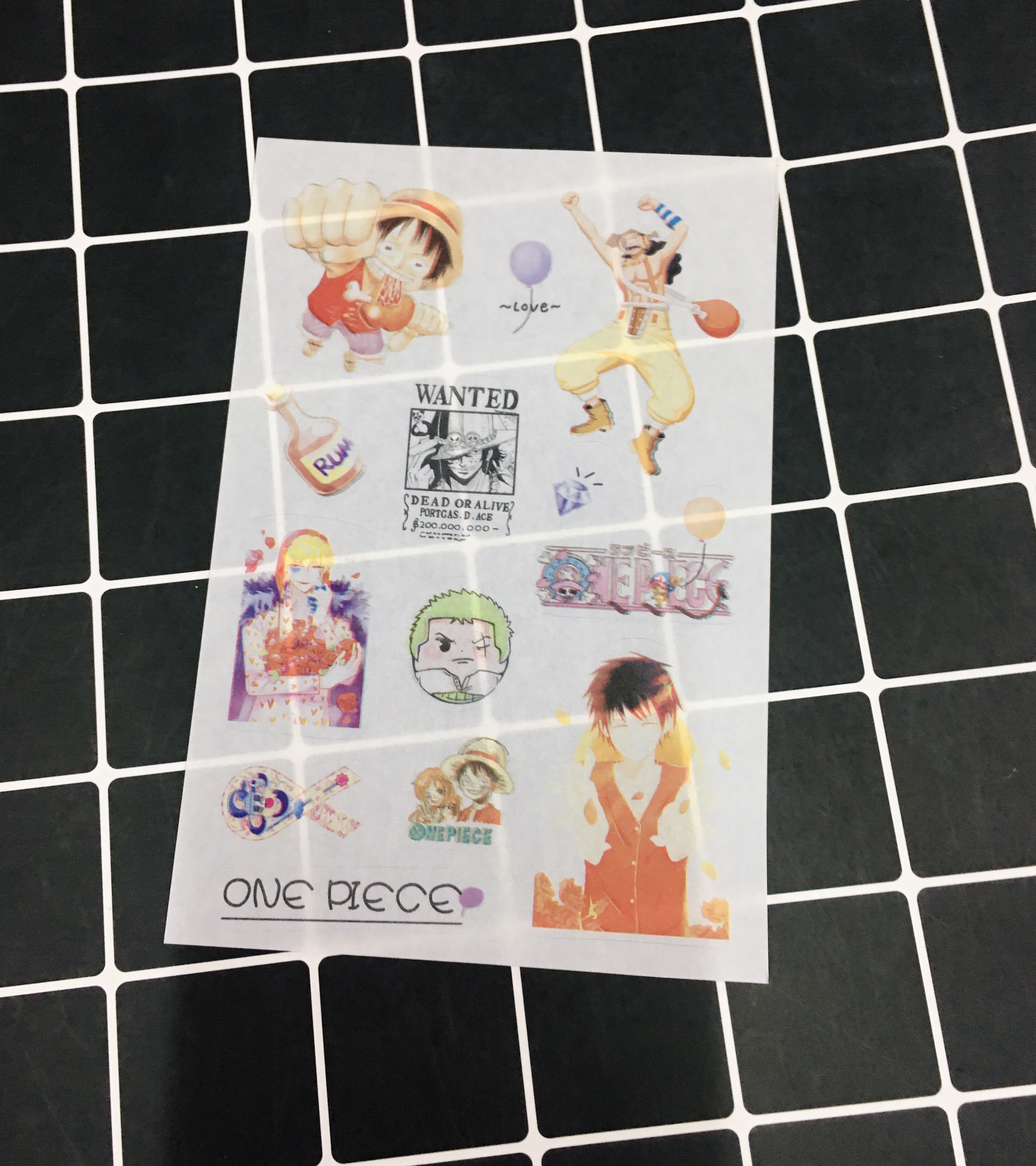 Hình Dán One Piece sticker set 6 bảng ( khoảng 60 miếng ảnh )