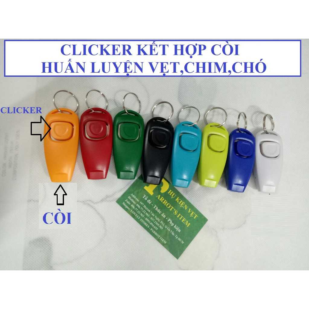 1 clicker kết hợp còi dùng huấn luyện vẹt