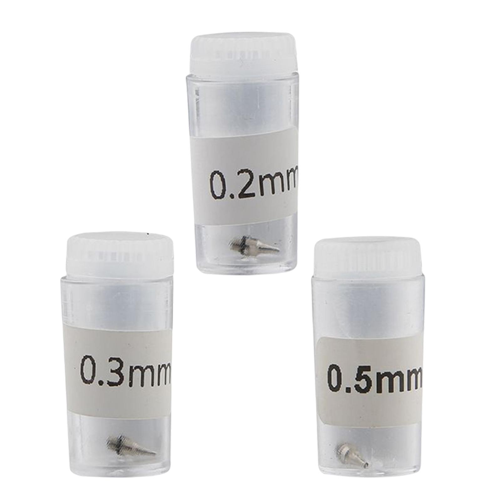 3 Pcs Airbrush Nozzle for Painting Machine for Airbrush 0.2/0.3/0.5mm Professional Airbrush Parts Replacement Parts for Crafting