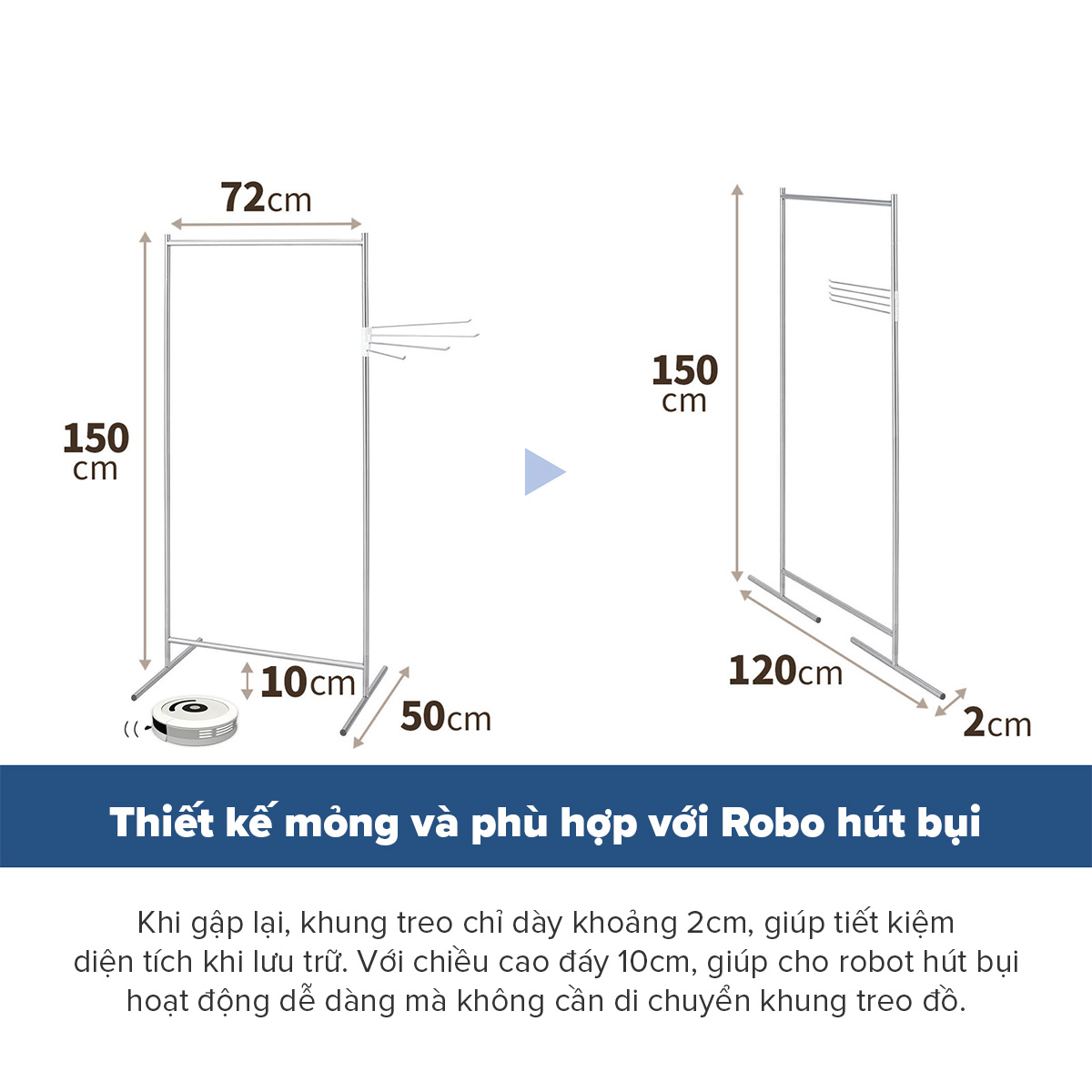 Giá Phơi Quần Áo Bằng Thép Không Gỉ PSI-03 TENMA, Thiết Kế Nhỏ Gọn, Chắc Chắn, Dễ Dàng Tháo Lắp