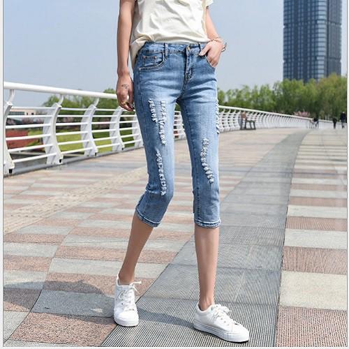 Quần jean lửng co giãn Quảng Châu cho nữ Q082