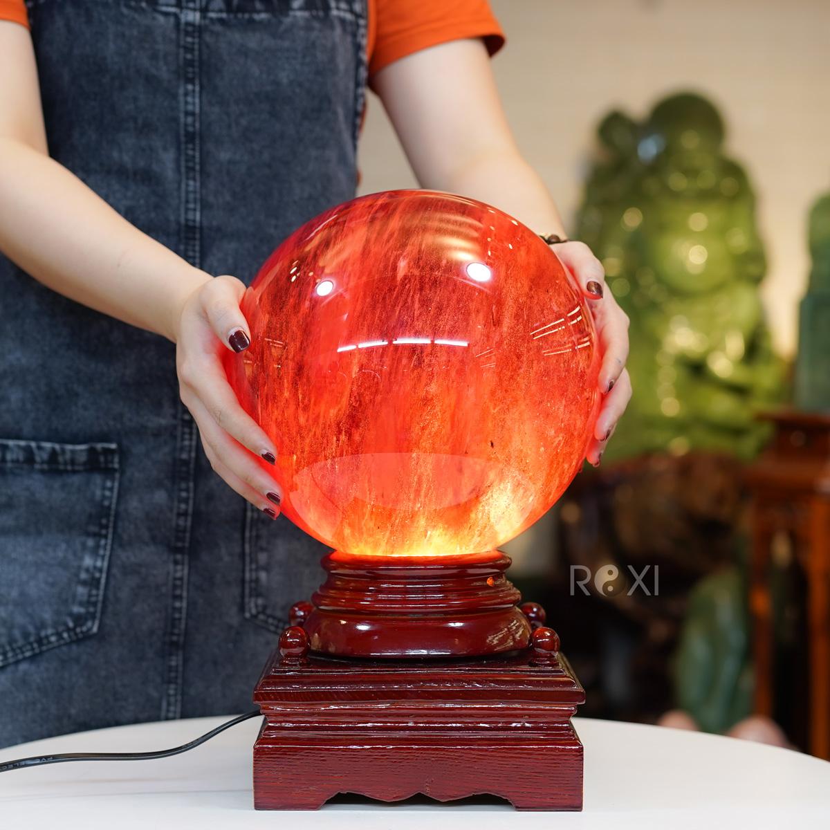Quả Cầu đá obsidian đỏ 14,16kg - 23,4cm