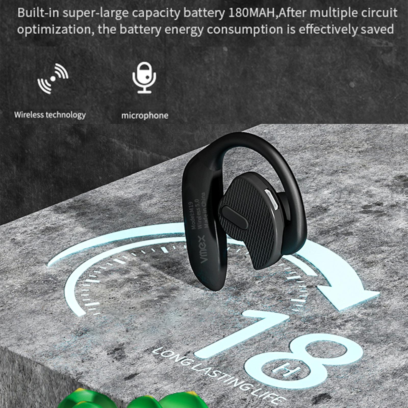 Earphones Earbuds Bluetooth Single Ear Hook for Office Sports Anti Sweat Cell Phones Earpiece