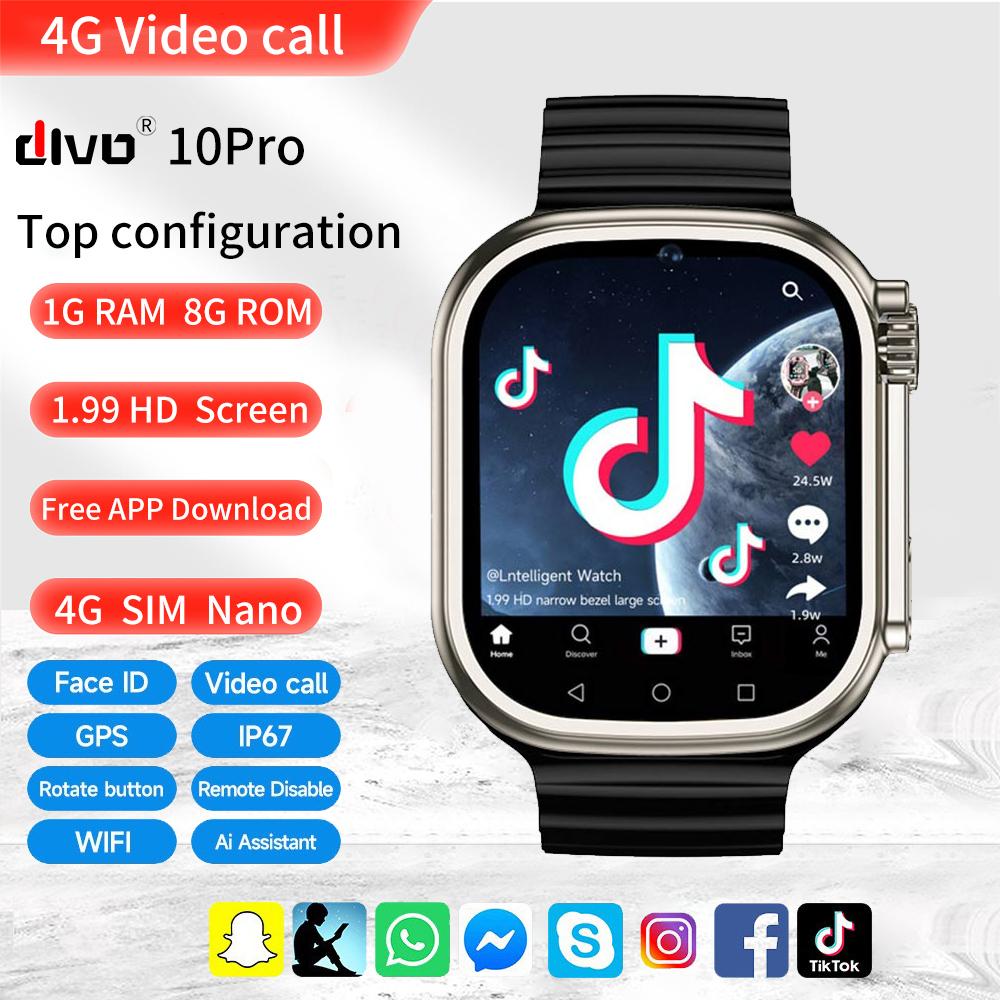 Đồng Hồ Thông Minh Smartwatch Nam 2023 Cuộc Gọi Video Đồng Hồ Đeo Tay Cho Nữ Định Vị GPS Nữ 4G Nano 1.99 Màn Hình HD Đồng Hồ Thông Minh RAM 1G ROM 8G