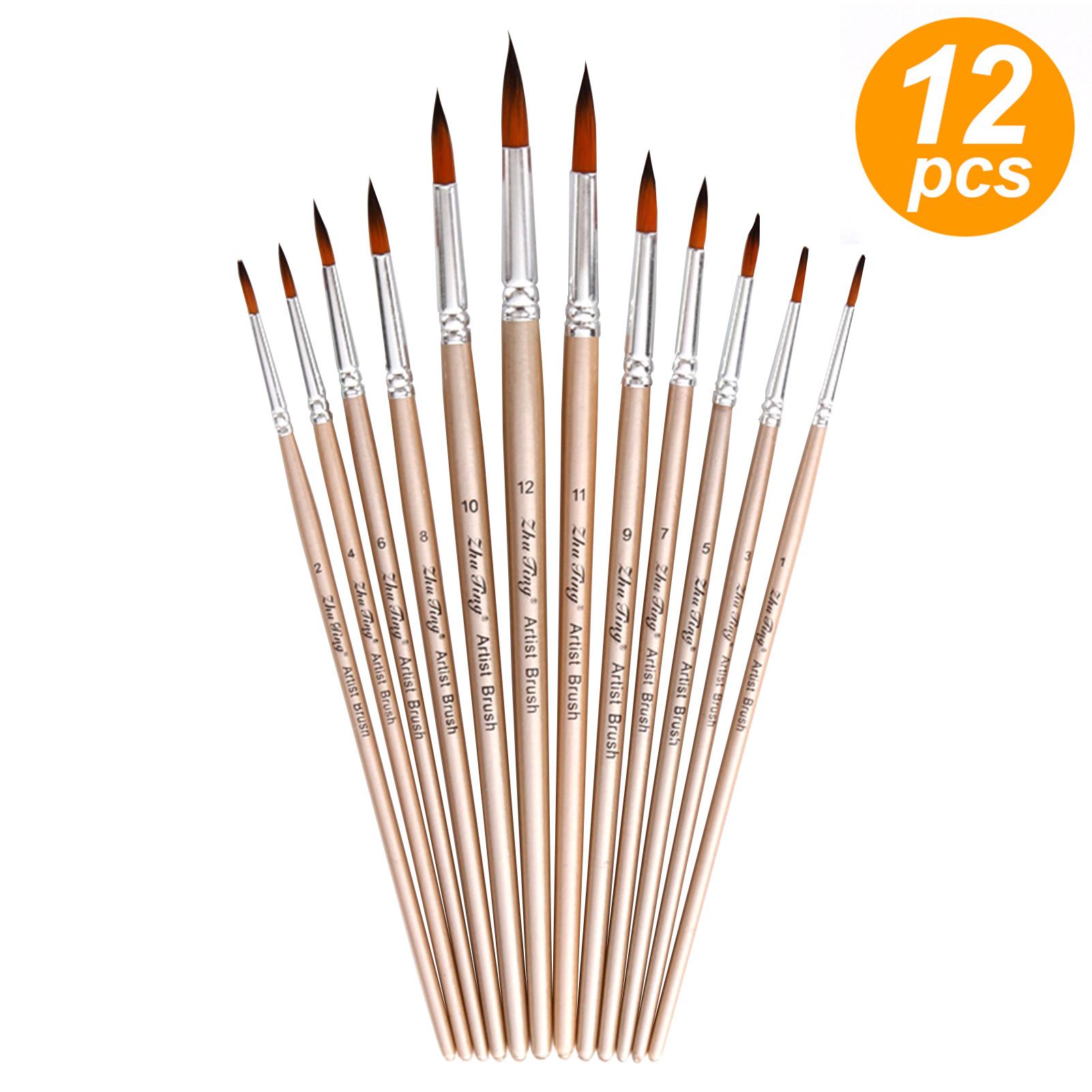 12 cái cọ sơn Bộ Kit phẳng Shader Mẹo cọ với tóc nylon cho nghệ sĩ Acrylic