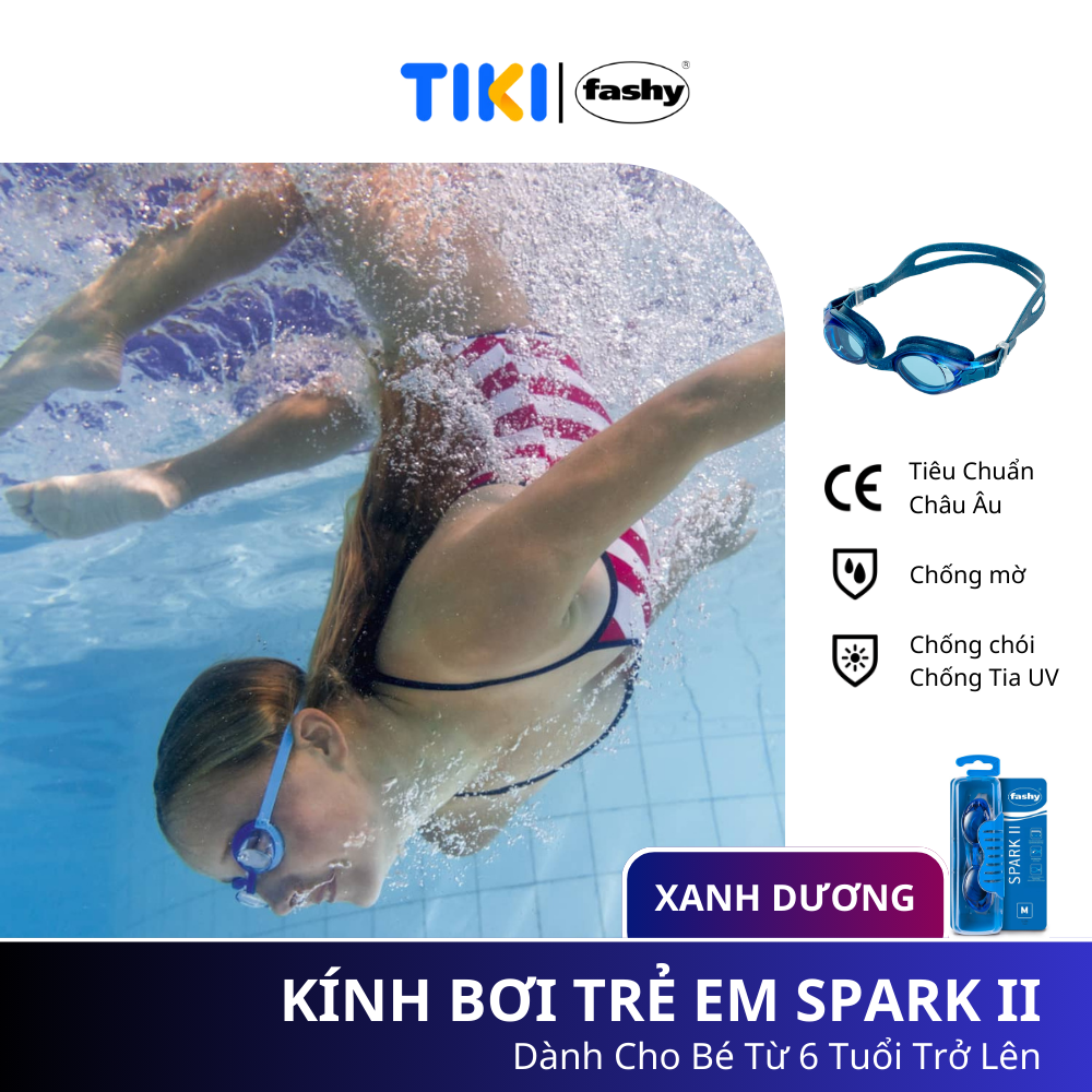 Kính Bơi Trẻ Em Nhập Khẩu Từ Đức, Thương Hiệu Fashy Dòng Spark Ii Đạt Tiêu Chuẩn Chất Lượng Châu Âu, Kính Chống Mờ, Chống Tia Uv, Size M Dành Cho Bé Trai, Bé Gái Từ 6 Tuổi Trở Lên - Xanh Dương