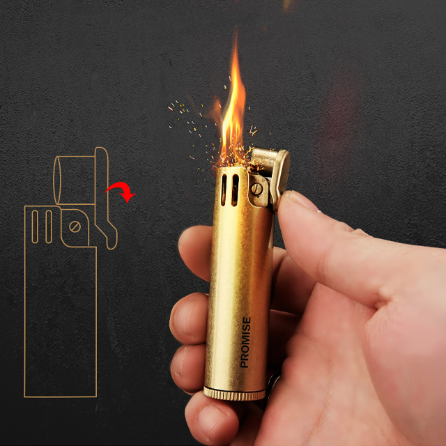 Vỏ Hột Quẹt Bật Lửa Xăng Promise BNC-015 Đồng Cao Cấp Lửa Ngọn Đẹp Độc Lạ  - Dùng Xăng Bấc Đá