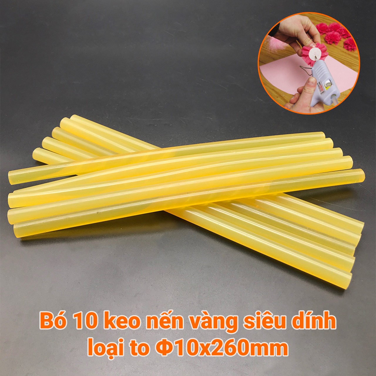 Bó 10 keo nến vàng siêu dính loại to Φ10x260mm