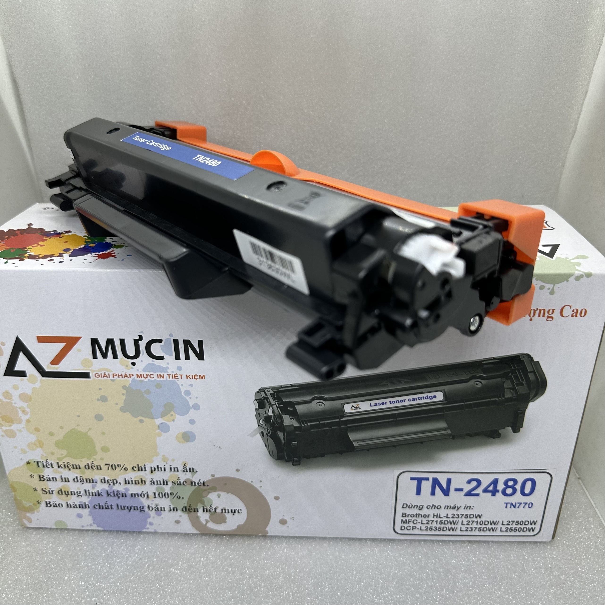 Hộp Mực AZ TN2480 Dùng cho Máy in Brother DCP L2535DW 2550DW Hl 2375DW MFC L2715DW L2750DW L2710DW - Hàng Chính hãng