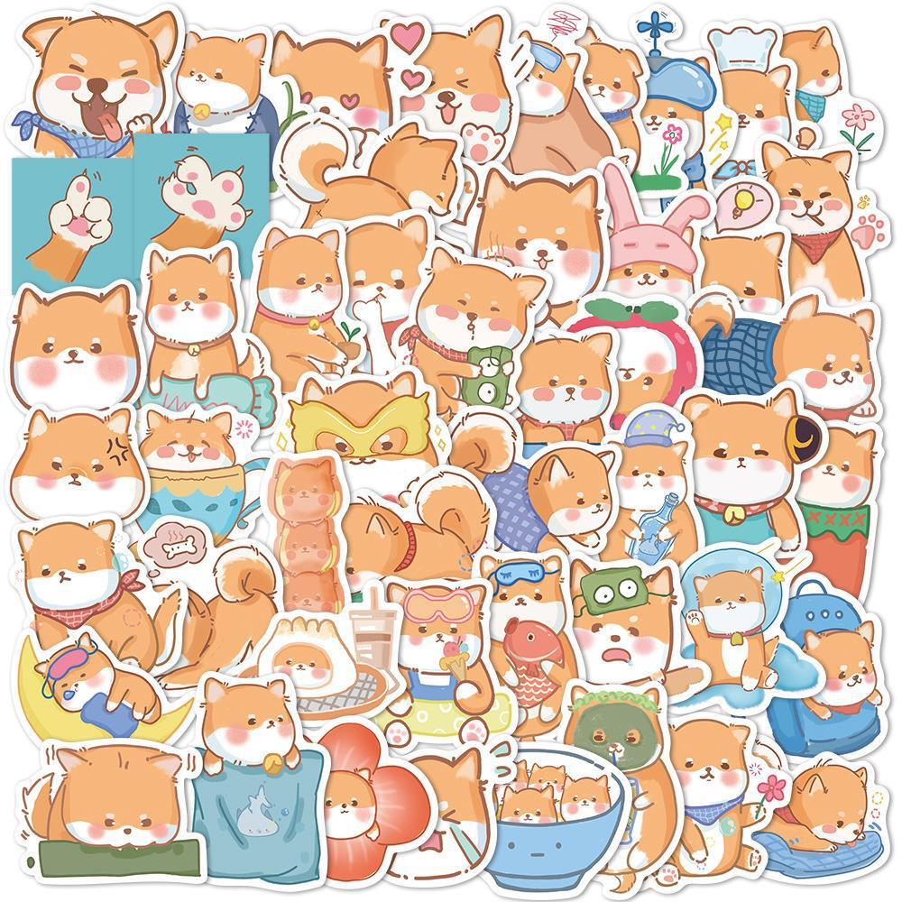 Sticker shiba inu chibi hoạt hình cute trang trí mũ bảo hiểm,guitar,ukulele,điện thoại,sổ tay,laptop-mẫu S61