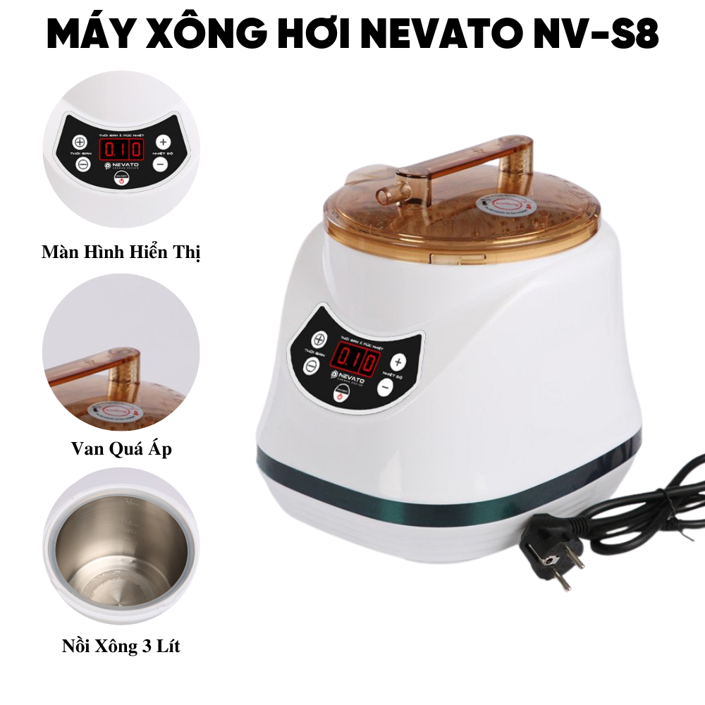 Máy Xông Hơi Giải Cảm Nevato NV-S8 Công Suất 1500W Dung Tích Nồi Xông 3 Lít