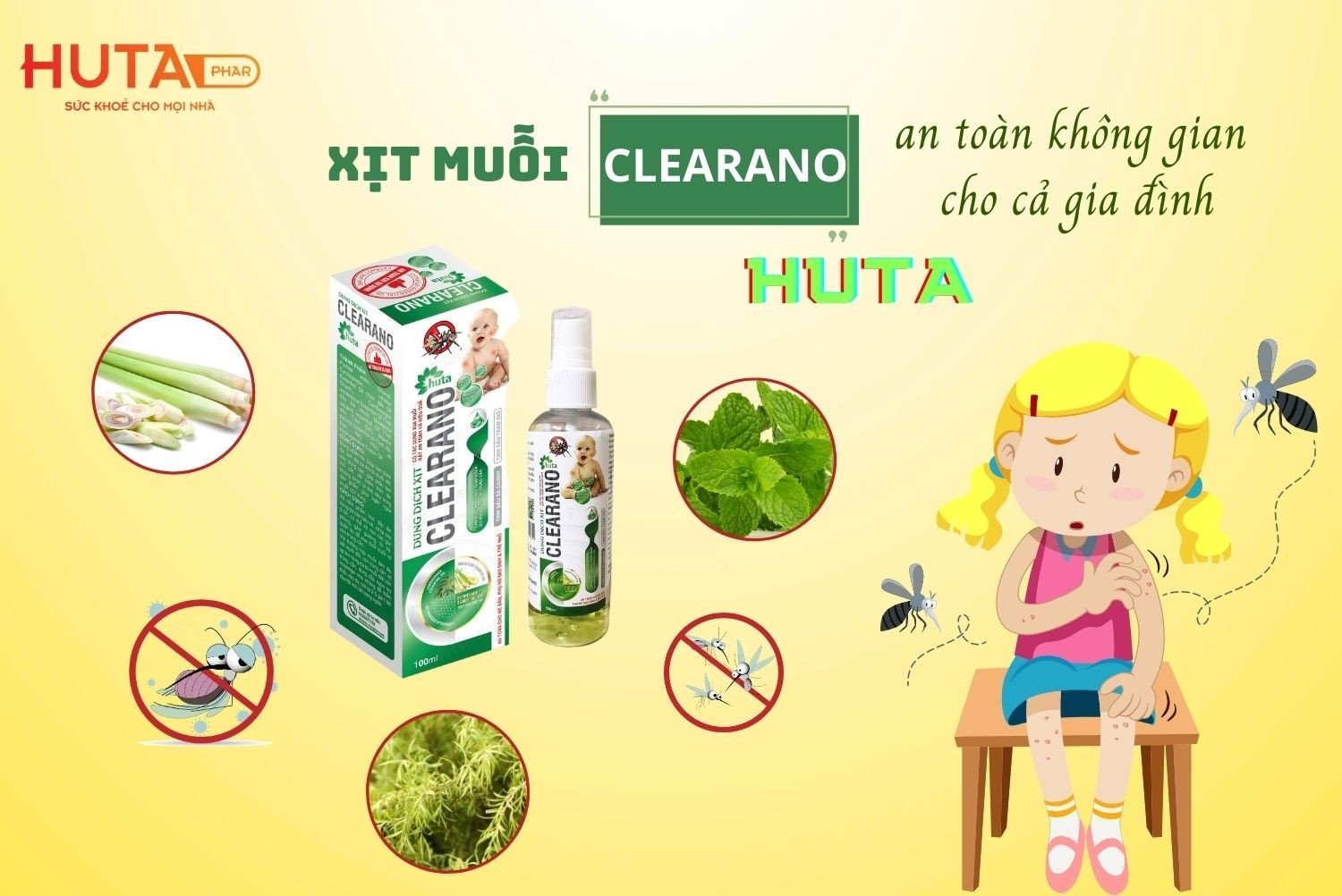 Xịt muỗi CLEARANO có tác dụng xua muỗi rất an toàn và hiệu quả