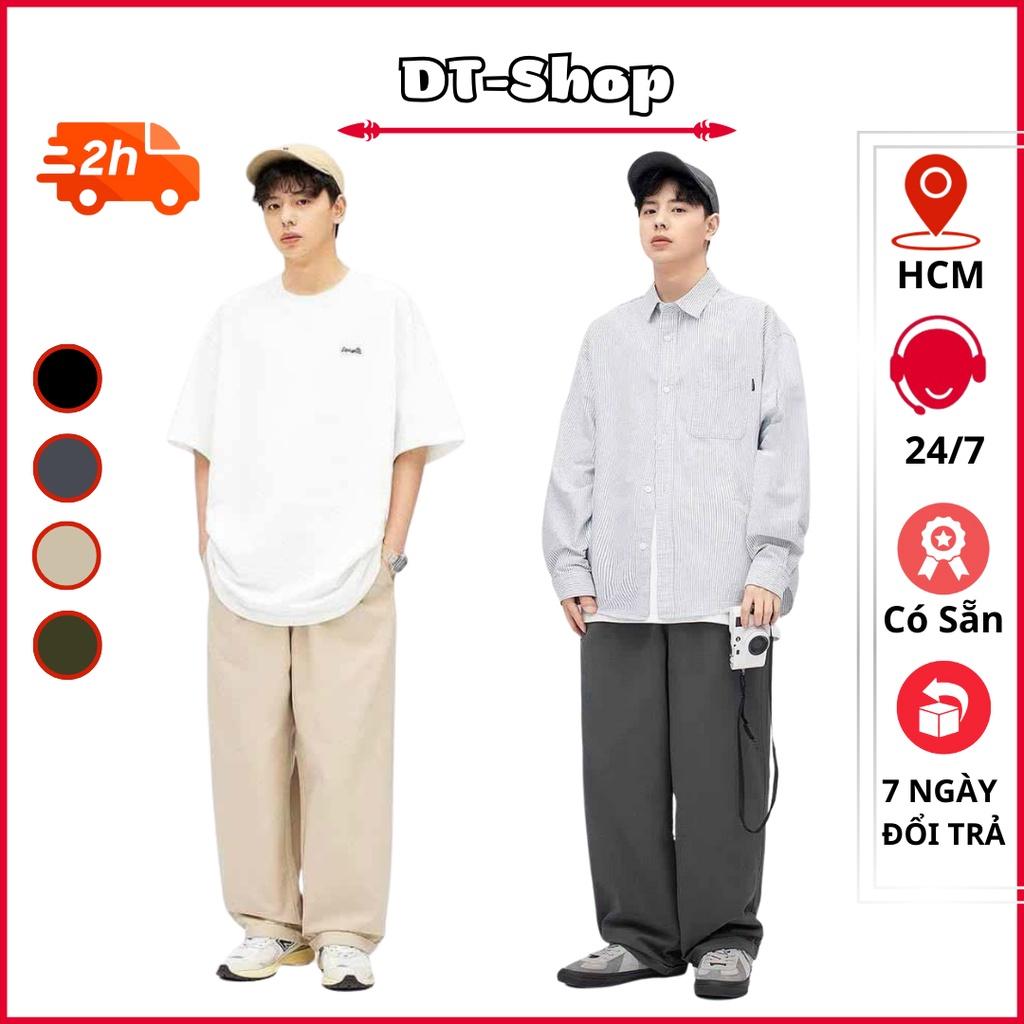 Quần Baggy Kaki Unisex Basic nam nữ cạp chun ống rộng phong cách Hàn Quốc