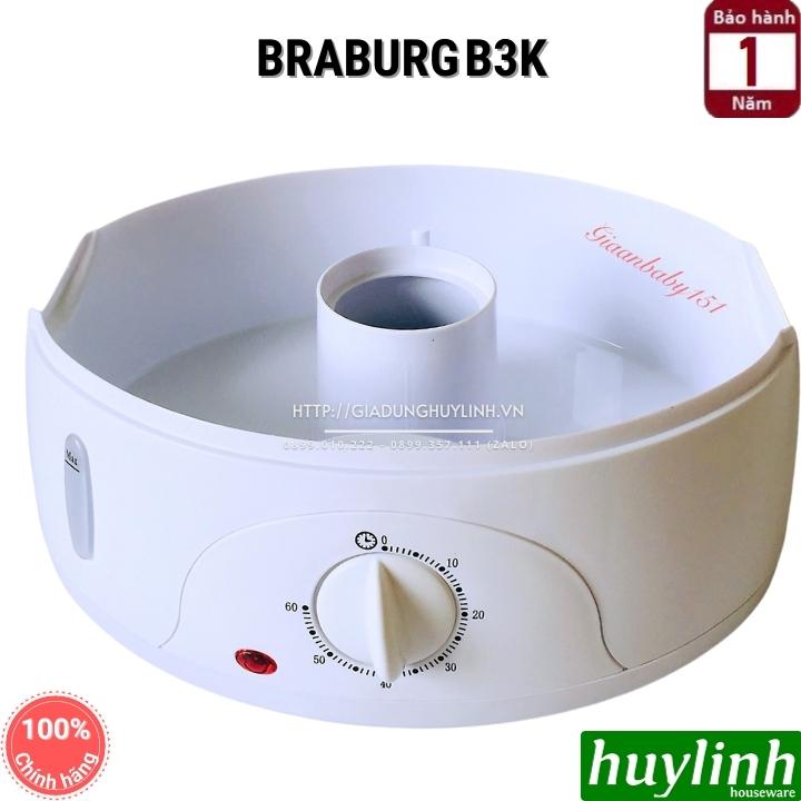 Nồi hấp điện 3 tầng Braburg B3K - dung tích 9 lít - Hàng chính hãng