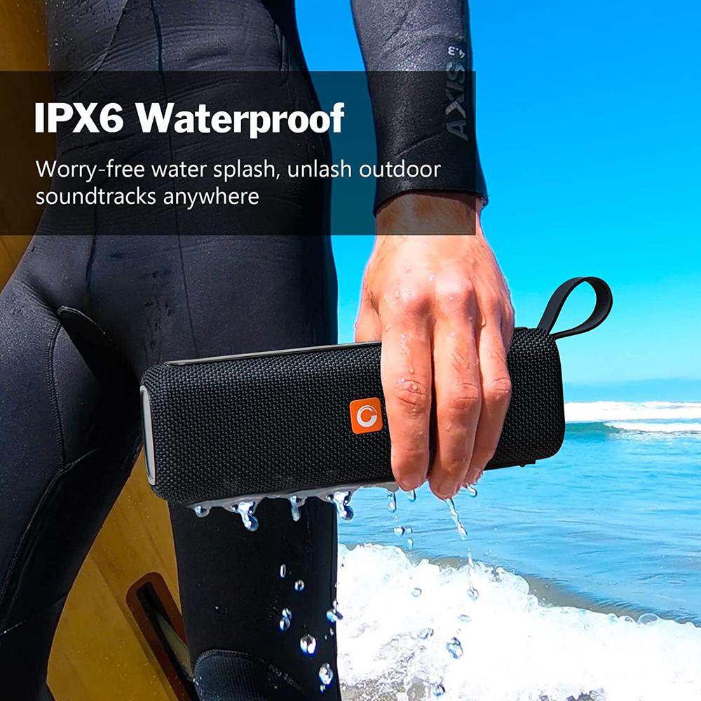 Loa di động, loa Bluetooth điện tử, hộp âm thanh ngoài trời không thấm nước IPX6, hộp âm nhạc âm thanh âm thanh âm thanh nổi 12W Color: Grey