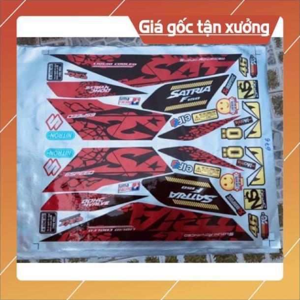 Tem rời Satria Fi 150 dán xe đỏ chất liệu Candy cao cấp ko bay màu