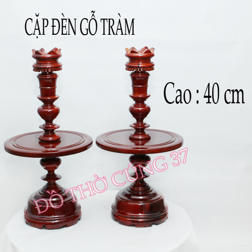 Cặp chân đèn thờ bằng gỗ thờ cúng bàn thờ cửu huyền