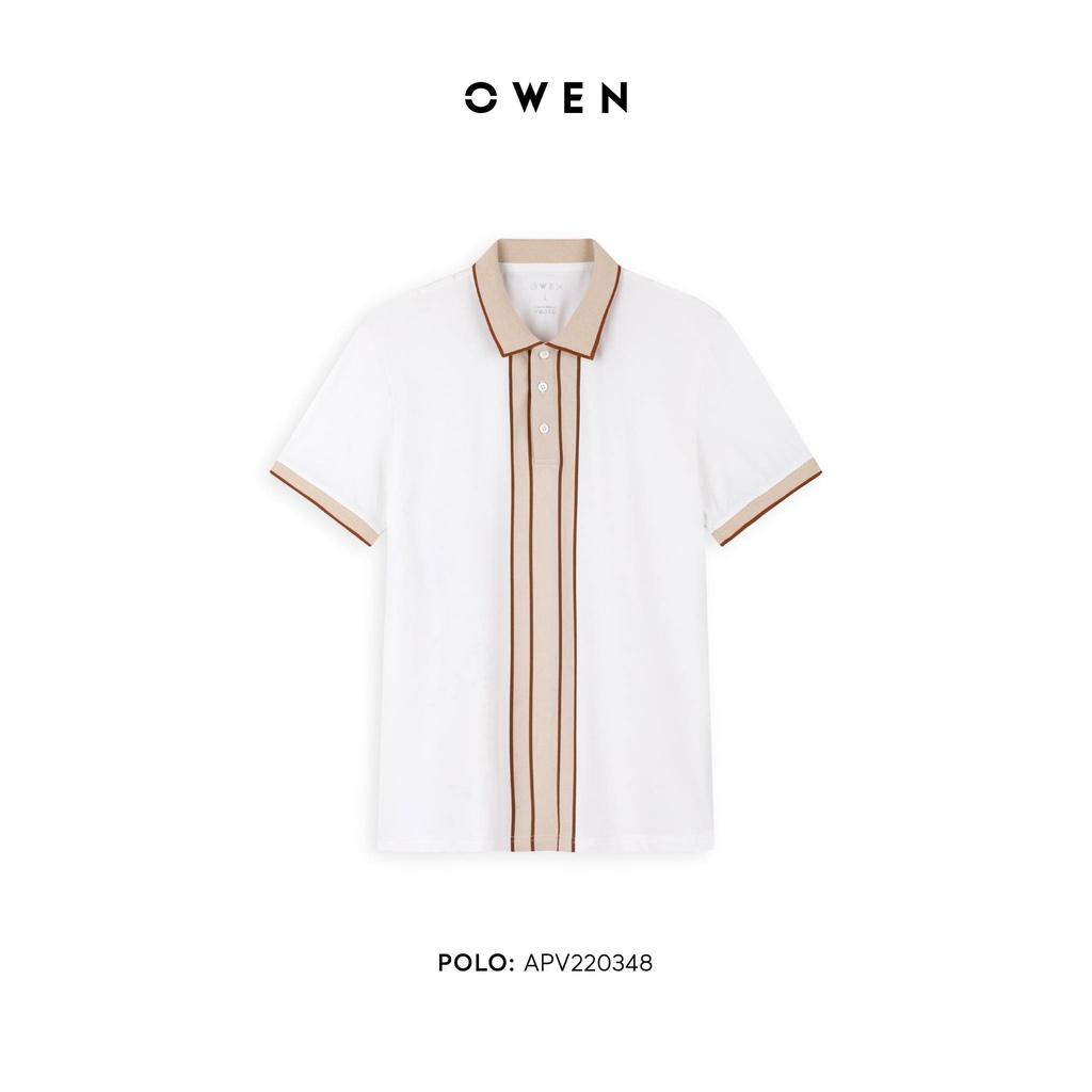 OWEN - Áo Polo nam ngắn tay Owen màu trắng 220348 - Áo thun có cổ nam