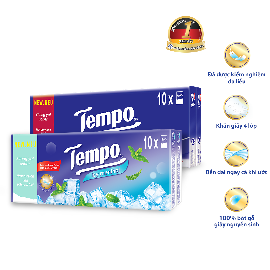 Khăn giấy bỏ túi cao cấp Tempo Regular - 4 lớp bền dai - Thương hiệu Đức
