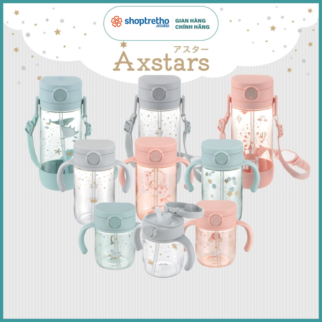 Bình ống hút 450ml AXSTARS Richell Nhật Bản chống sặc cho bé từ 8 tháng | Baby