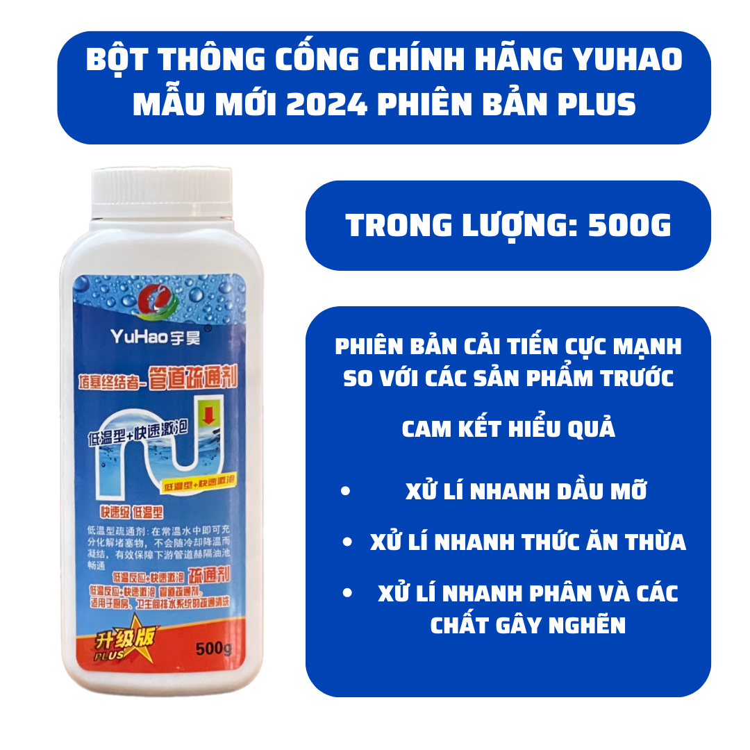 Bột Thông Cống,Bồn Cầu,Lavabo Cực Mạnh YUHAO Siêu Thần Thánh 268G Thế Hệ Mới