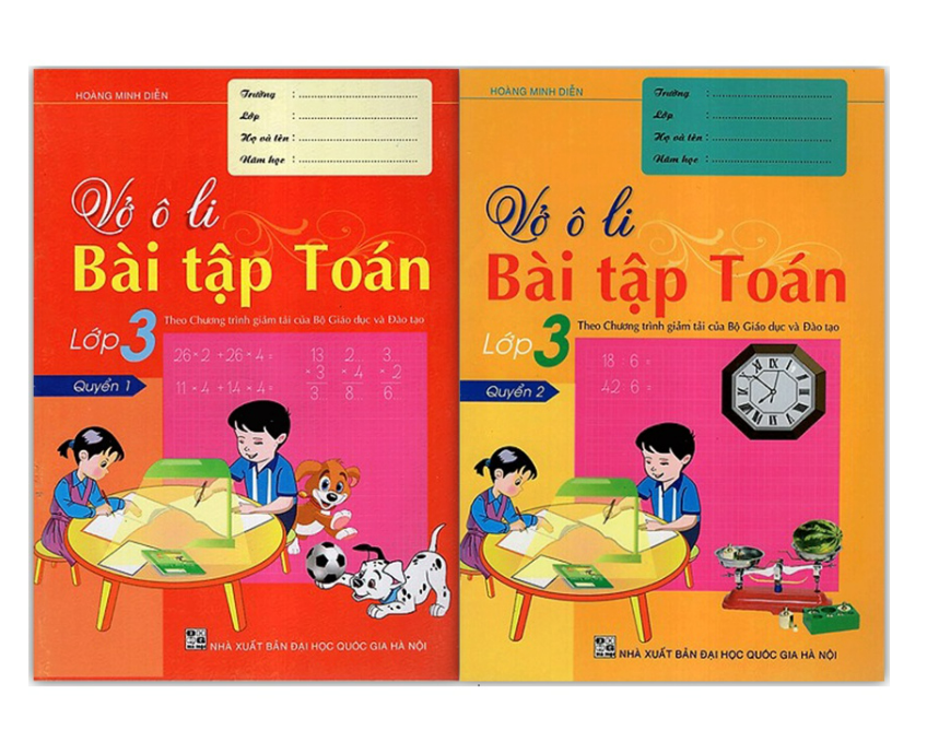 Sách - Combo Vở ô li Bài tập Toán lớp 3 Quyển 1 + 2 theo chương trình mới