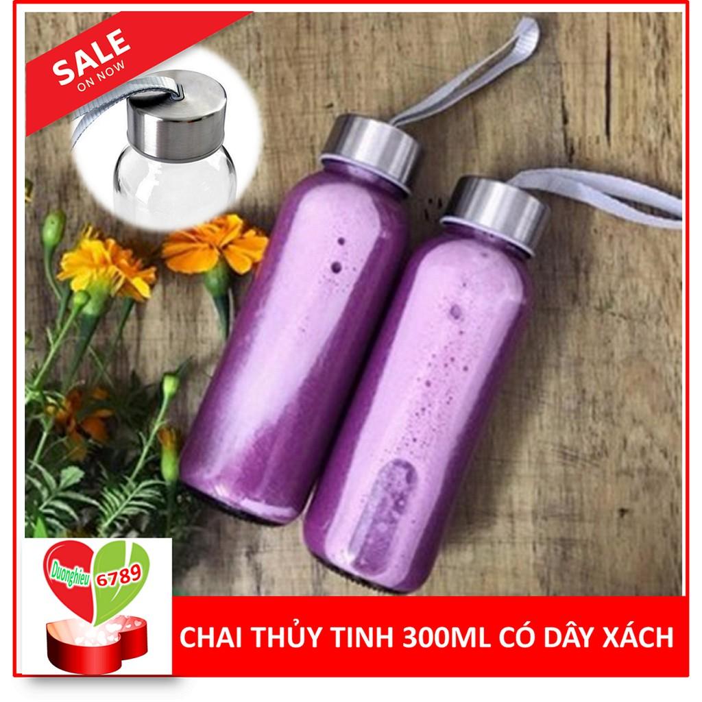 Chai Thủy Tinh Có Nắp Đậy, Dây Xách Tiện Lợi 500ml, 300ml