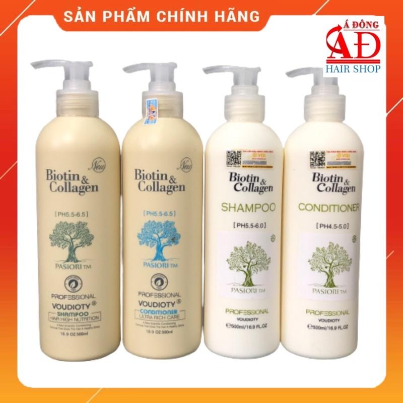 [VAT][500ml*2] Cặp dầu gội xả Biotin &amp; Collagen Trắng Pasiori phục hồi ngăn rụng kích thích mọc tóc