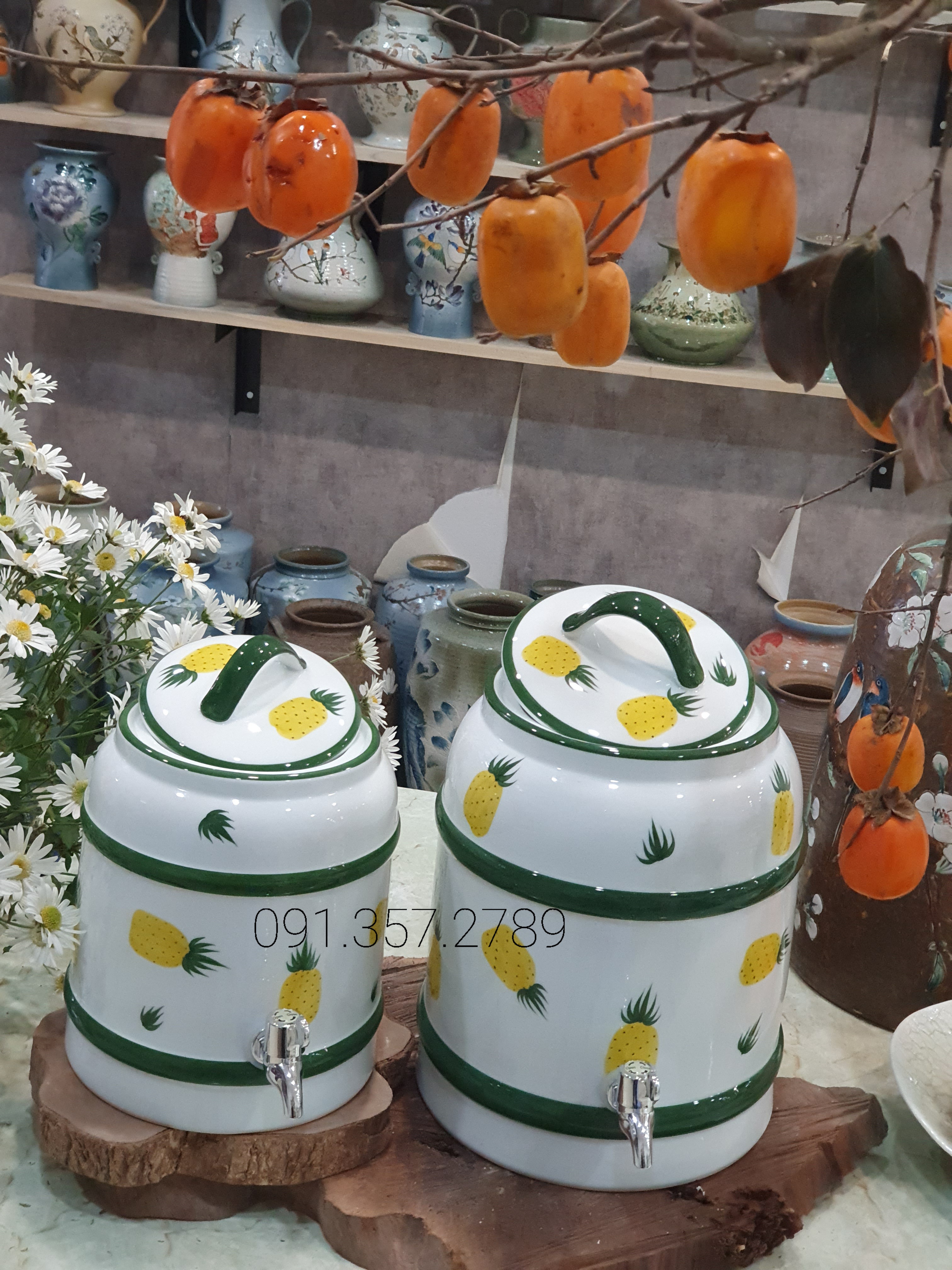 Bình đựng nước sứ Bát Tràng dung tích 4 lít