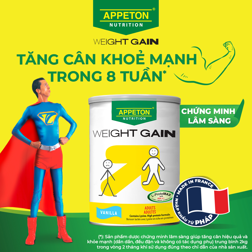 Combo 3 Sữa Tăng Cân Appeton Weight Gain cho Người lớn hương Vanilla lon 450g