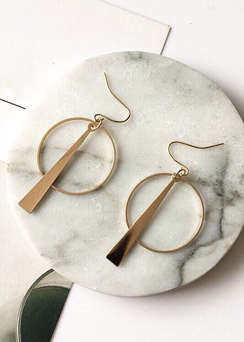 Bông Tai dễ thương, khuôn tròn dễ đeo - vàng