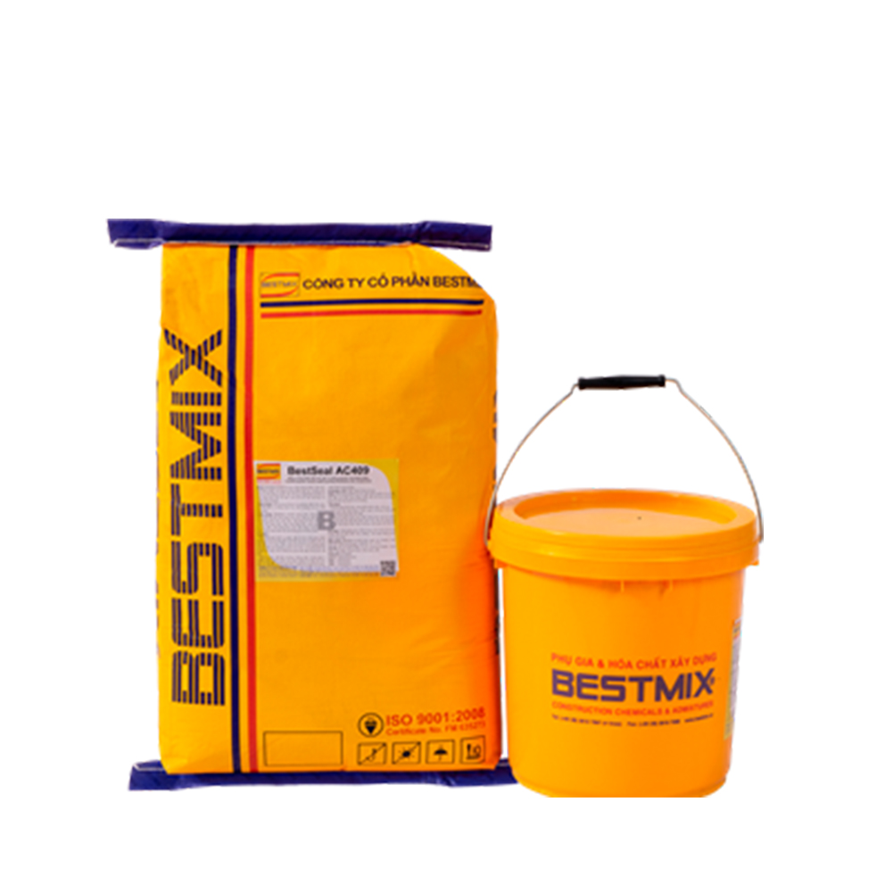 BestSeal AC409 - 1 bộ A&B 30kg - Màng chống thấm đàn hồi, gốc xi măng-polymer, hai thành phần A&B