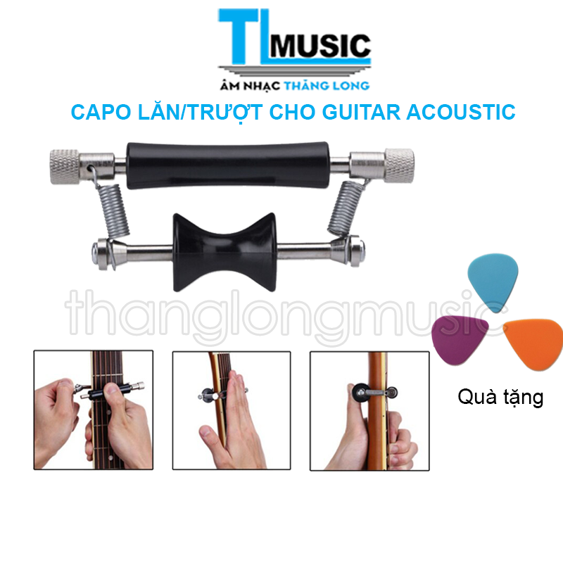 Capo Lăn - Capo Trượt Dùng Cho Đàn Guitar Acoustic CP03 ( Tặng Kèm 3 Pick Gảy )