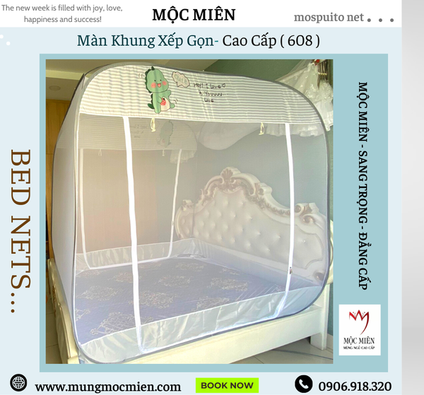 Màn Chụp Đỉnh Vuông Cao Cấp Mộc Miên - Kích Thước 1,6mx2m