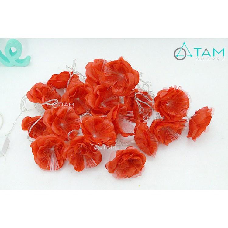 Dây đèn Led Hoa hồng lụa dạ quang Màu Đỏ