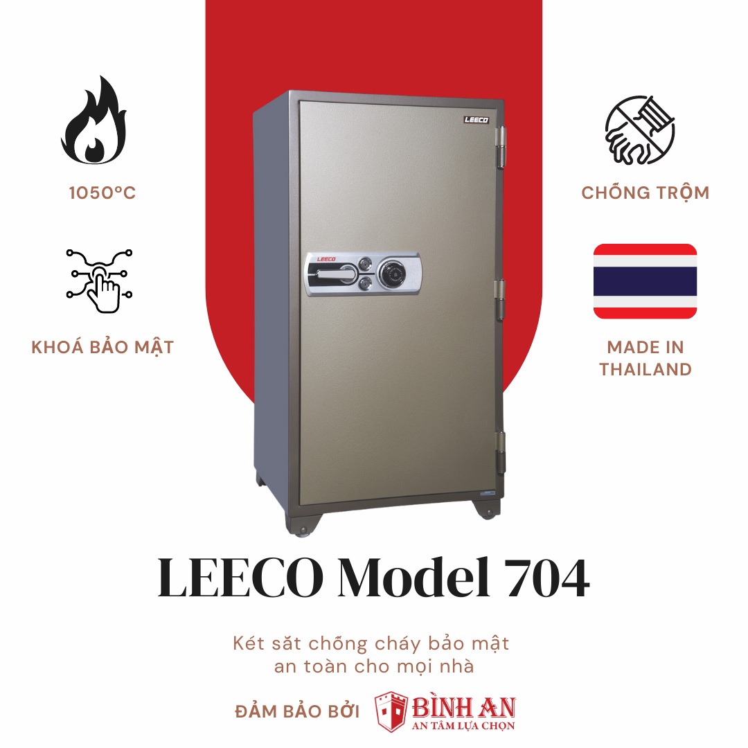 Két Sắt LEECL 704 Nhập Khẩu Thái Lan Chống Cháy Chuẩn JIS 1000 Độ C Khoá Bảo Mật Cao Cấp Cho Gia Đình Và Văn Phòng - Hàng Chính Hãng