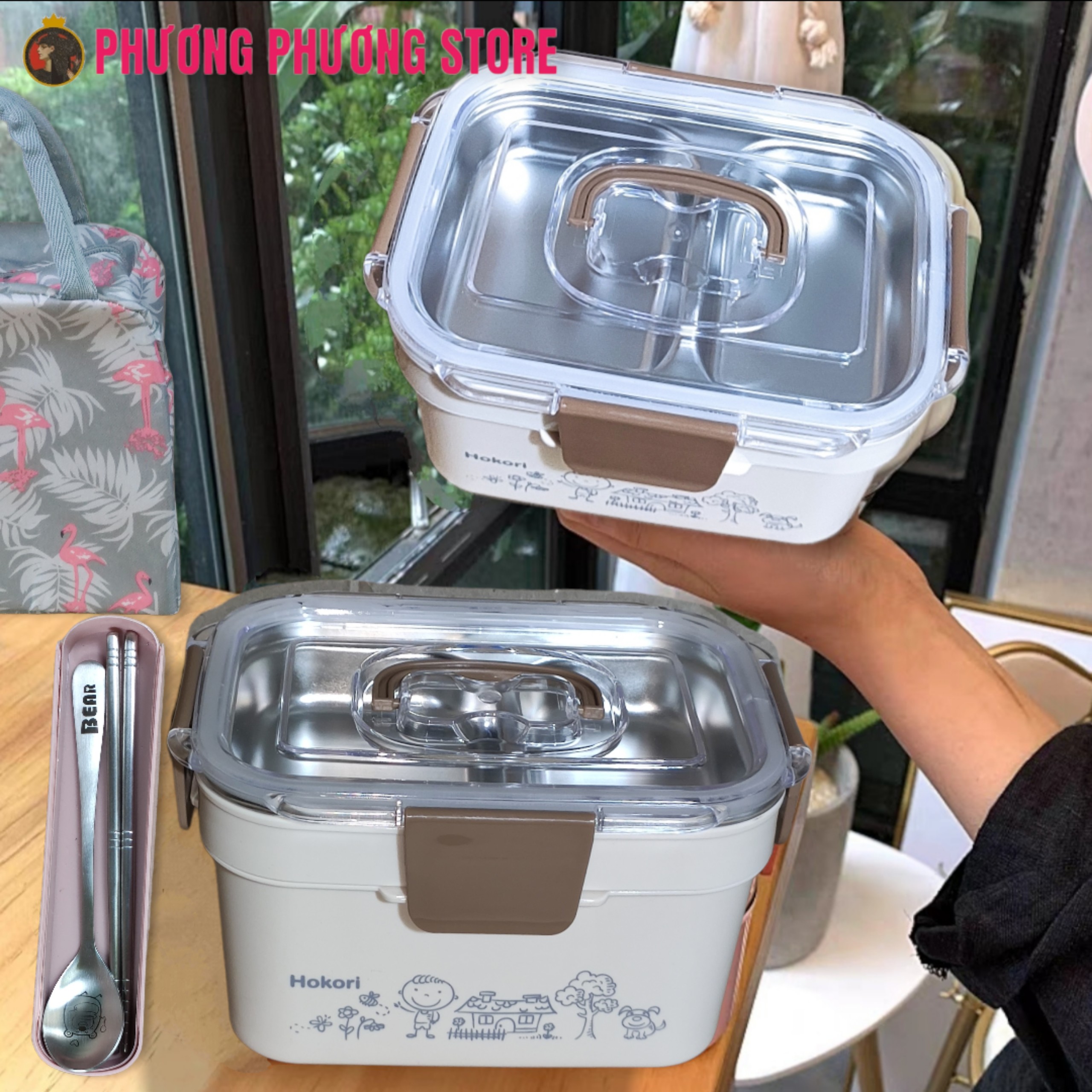 Cặp lồng inox 2.0L / ca men 2 tầng 4 khay cao cấp xem kỹ mô tả