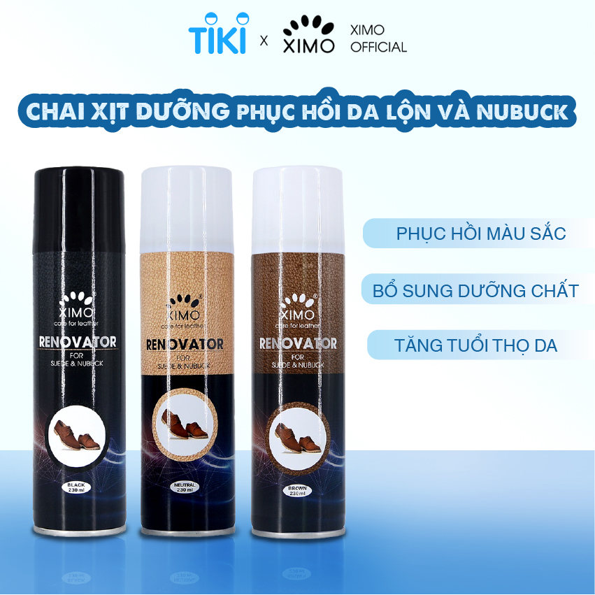 Chai Xịt Da Lộn Renovator XIMO 230ml Chuyên Dưỡng Và Bổ Sung, Phục Hồi Màu XI12