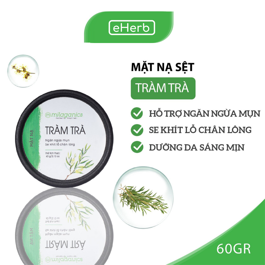 Mặt Nạ Tràm Trà Teatree Ngăn Ngừa & Làm Khô Vết Nhân Mụn Từ Tinh Dầu Tràm Trà Nguyên Chất MILAGANICS 60g