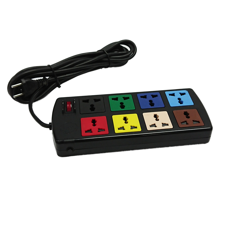 Ổ cắm kéo dài đa năng 8 cắm, 1 công tắc, 2 lõi dây 8D*2*N