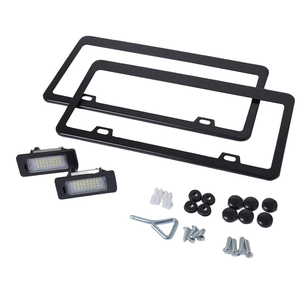 Stainless Steel Black LED  Number Plate Light and  Frame Set