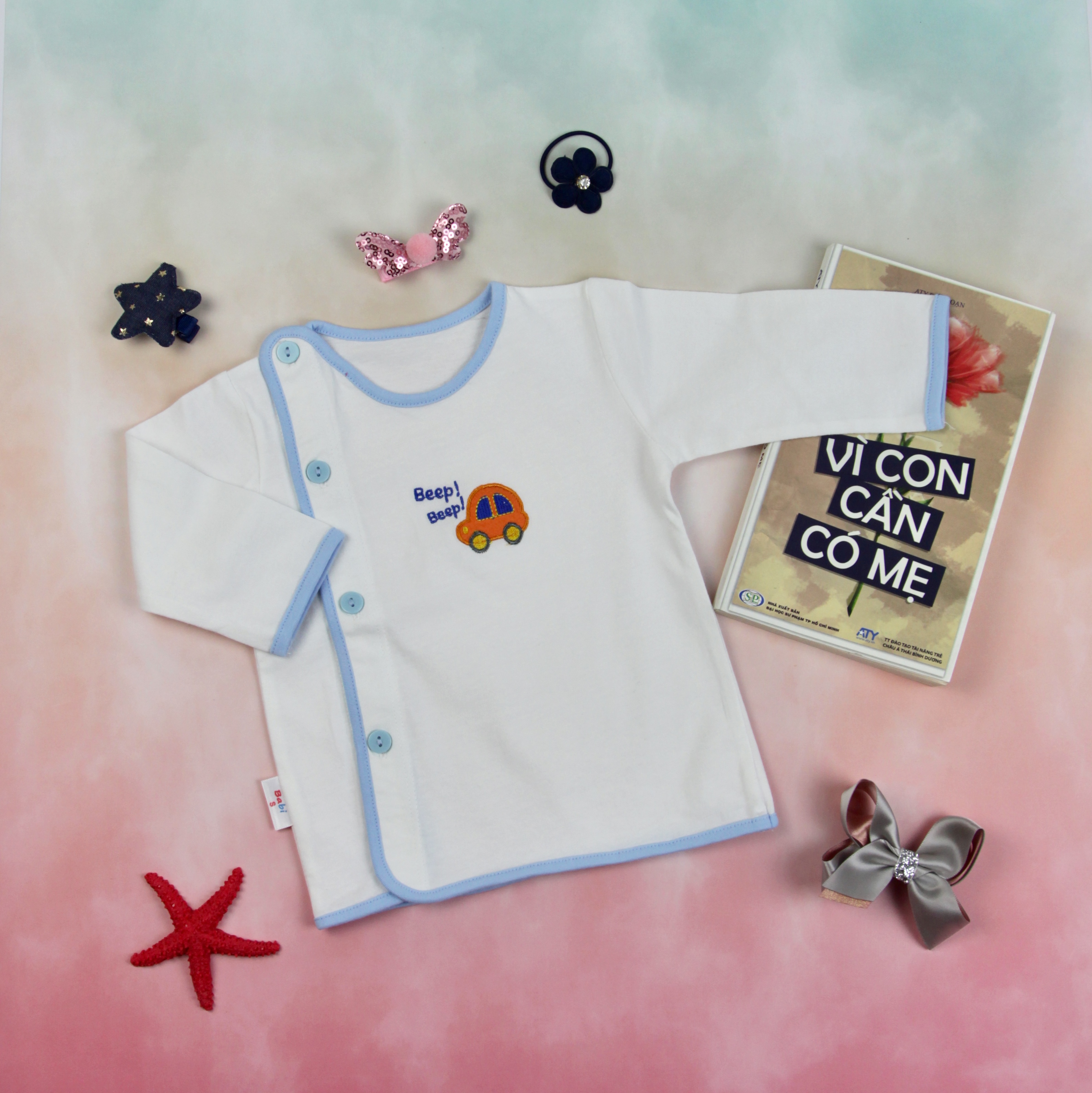 Combo 5 áo tay dài cài lệch sơ sinh