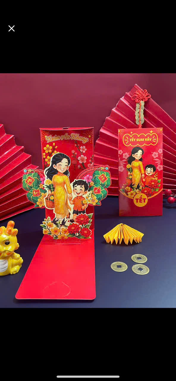 ⭐ XẤP 6 BAO LÌ XÌ 3D TẾT 2026 – MÀU ĐỎ ĐỘC LẠ – THỦ CÔNG TINH XẢO ⭐