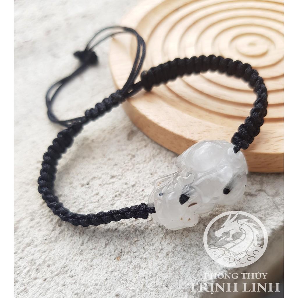 VÒNG TAY TỲ HƯU TRẮNG TẾT CHỈ ĐEN