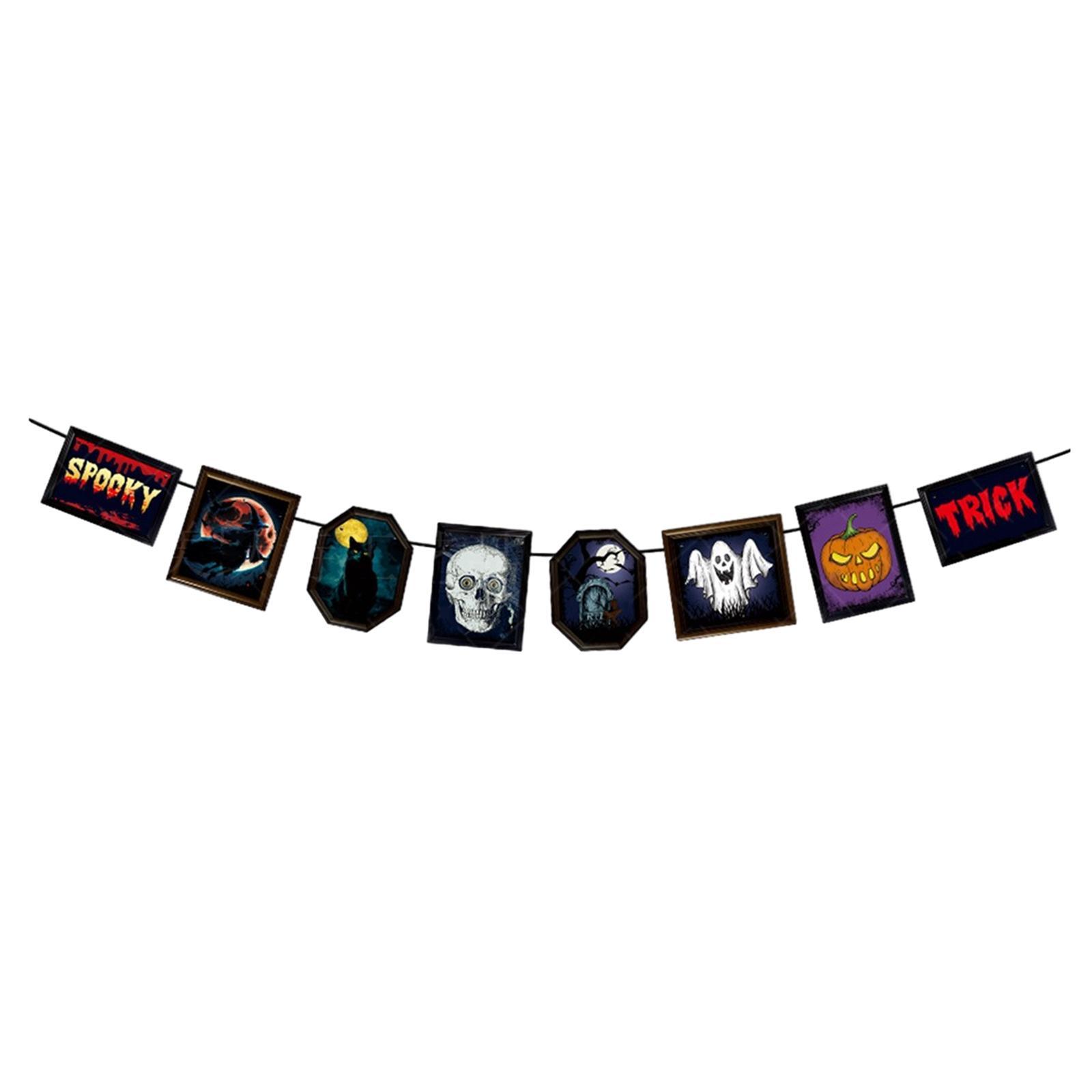 Halloween Banner Halloween Decoration Fireplace Wall Halloween Pull Flag Halloween Garland Supplies for Yard Garden Horror Movie Theme Party