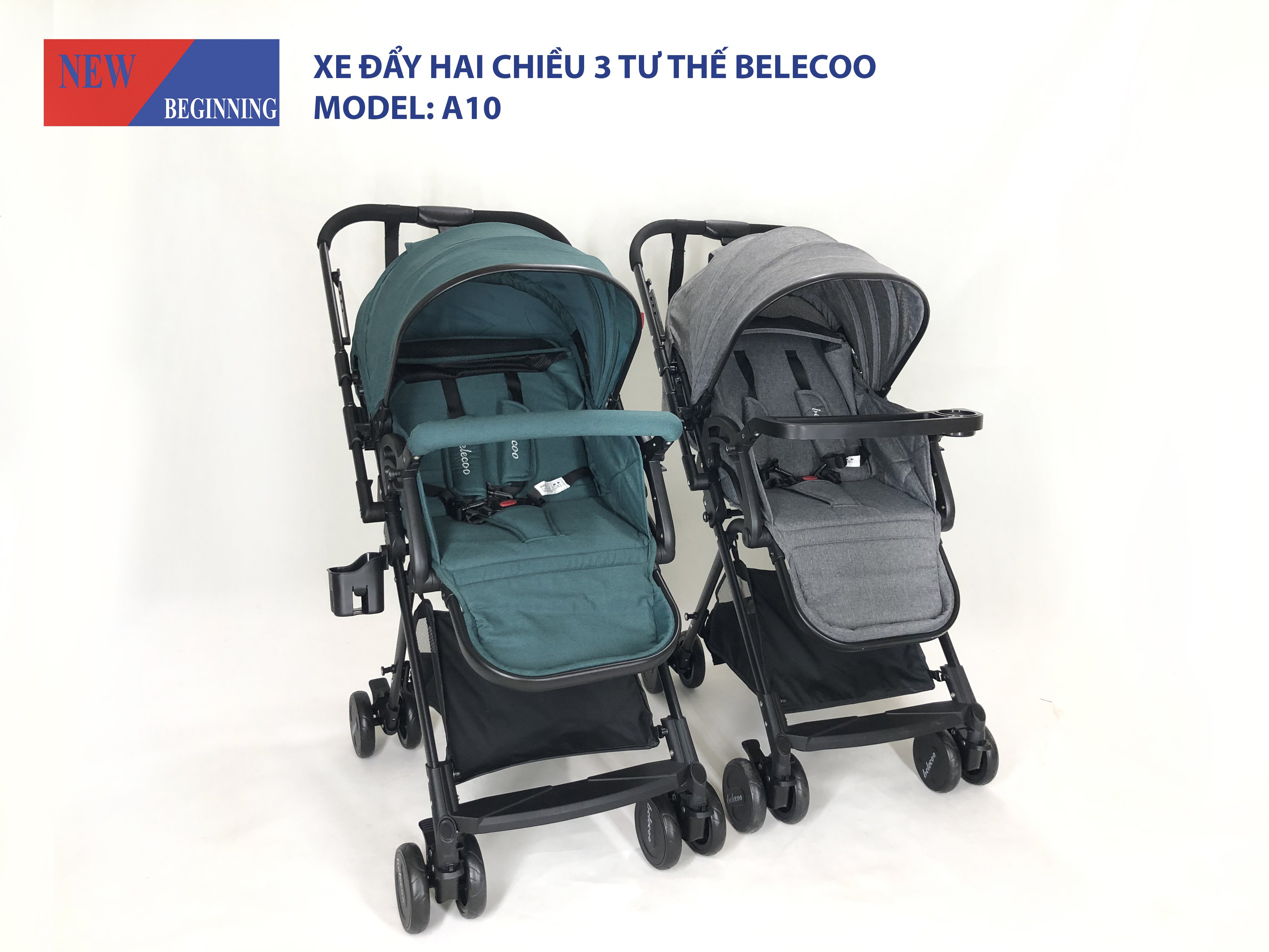 Xe đẩy 2 chiều 3 tư thế nằm, xe đẩy gấp gọn, thoáng khí - A10 - Belecoo