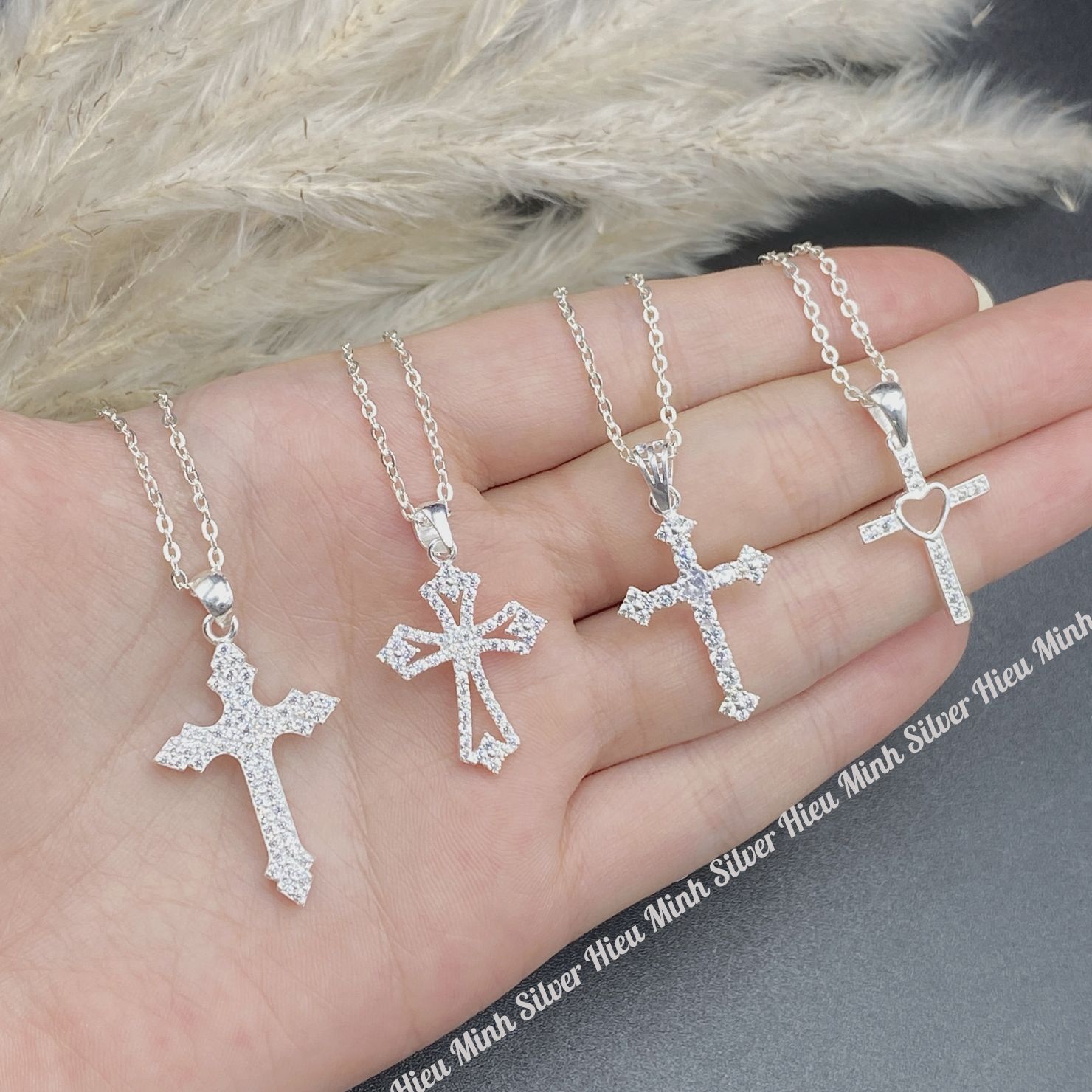 Dây Chuyền Bạc Ta Hình Thánh Giá Đính Đá Chính Hãng Bạc Hiểu Minh DMD536