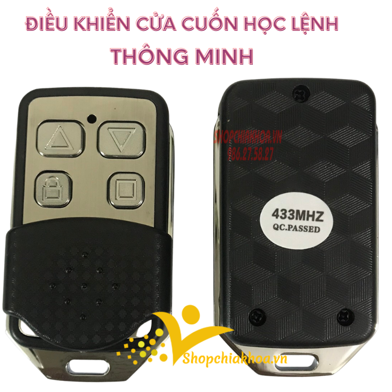 Điều khiển cửa cuốn inox học lệnh thông minh tần số 433mhz, 315mhz copy cho loại 8 mã gạt và mã cố định